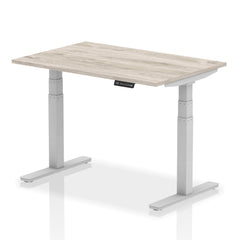 Dynamic Air 1200 x 800mm Height Adjustable Desk Grey Oak Top Silver Leg HA01161 DD