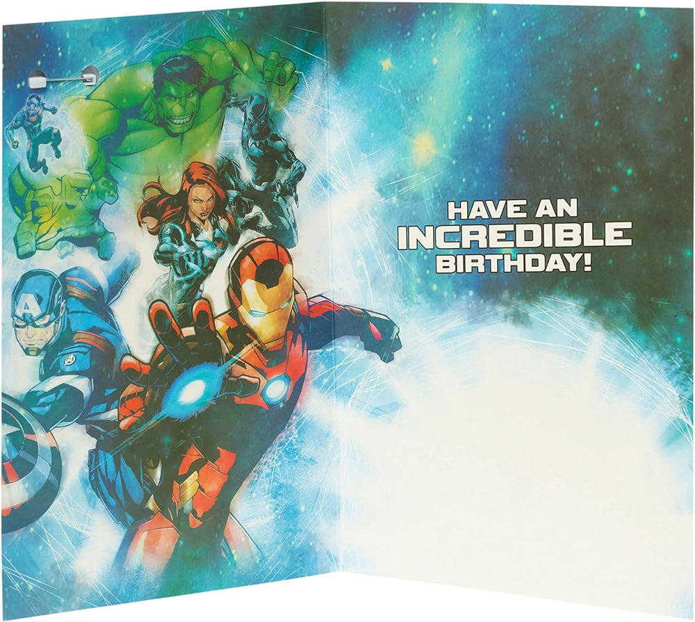 Marvel Avengers 8th Birthday Card with Badge