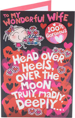 UK Greetings Valentine's Day Card For Wife - Cute Design with Badge