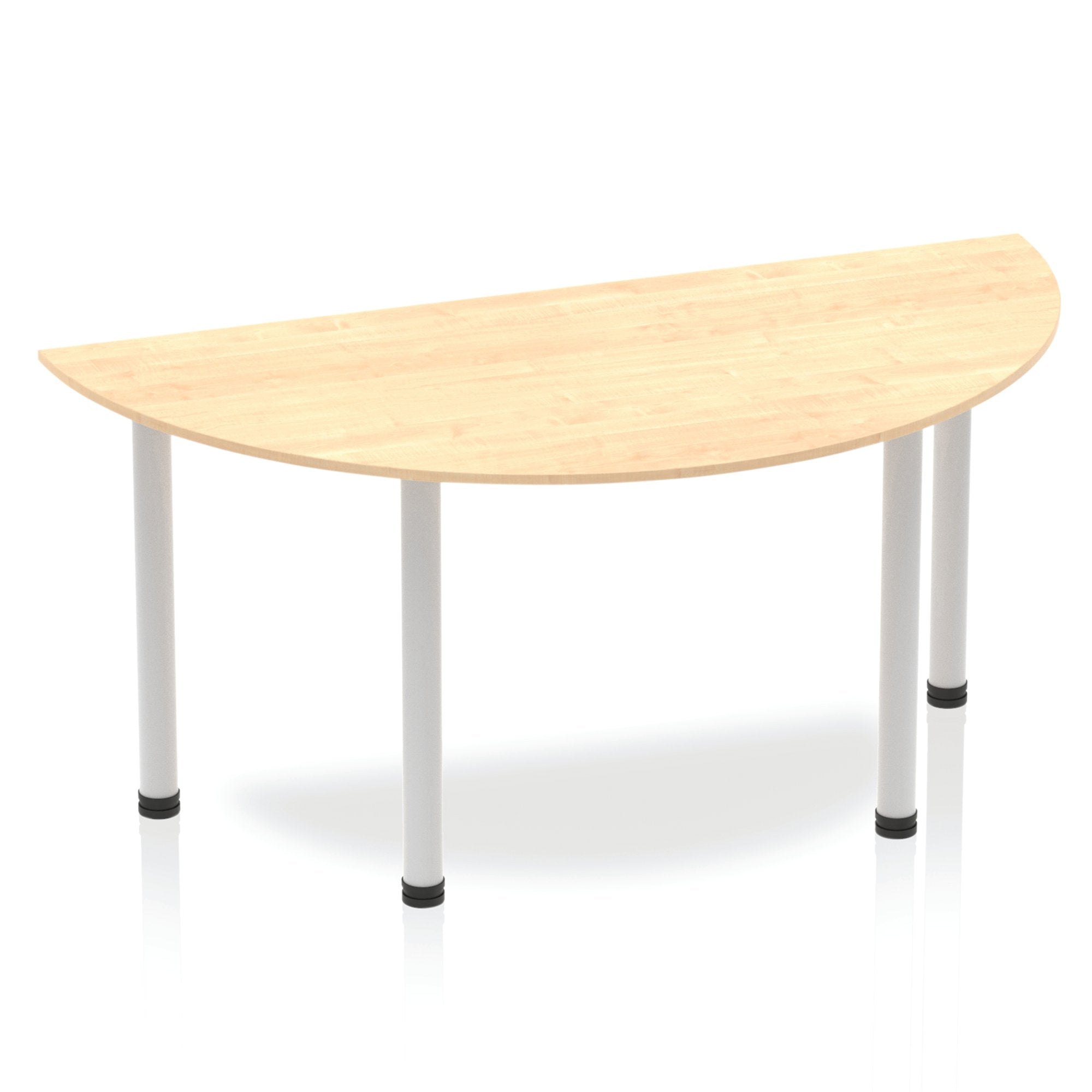 Dynamic Impulse 1600mm Semi Circle Table Maple Top Silver Post Leg BF00195 DD