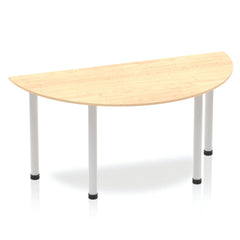 Dynamic Impulse 1600mm Semi Circle Table Maple Top Silver Post Leg BF00195 DD