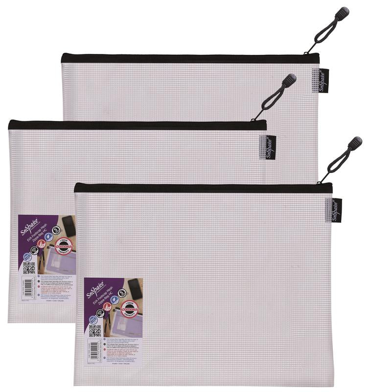 Snopake Mesh Zippa Bag EVA Foolscap 300 Micron Black (Pack 3) - 15839