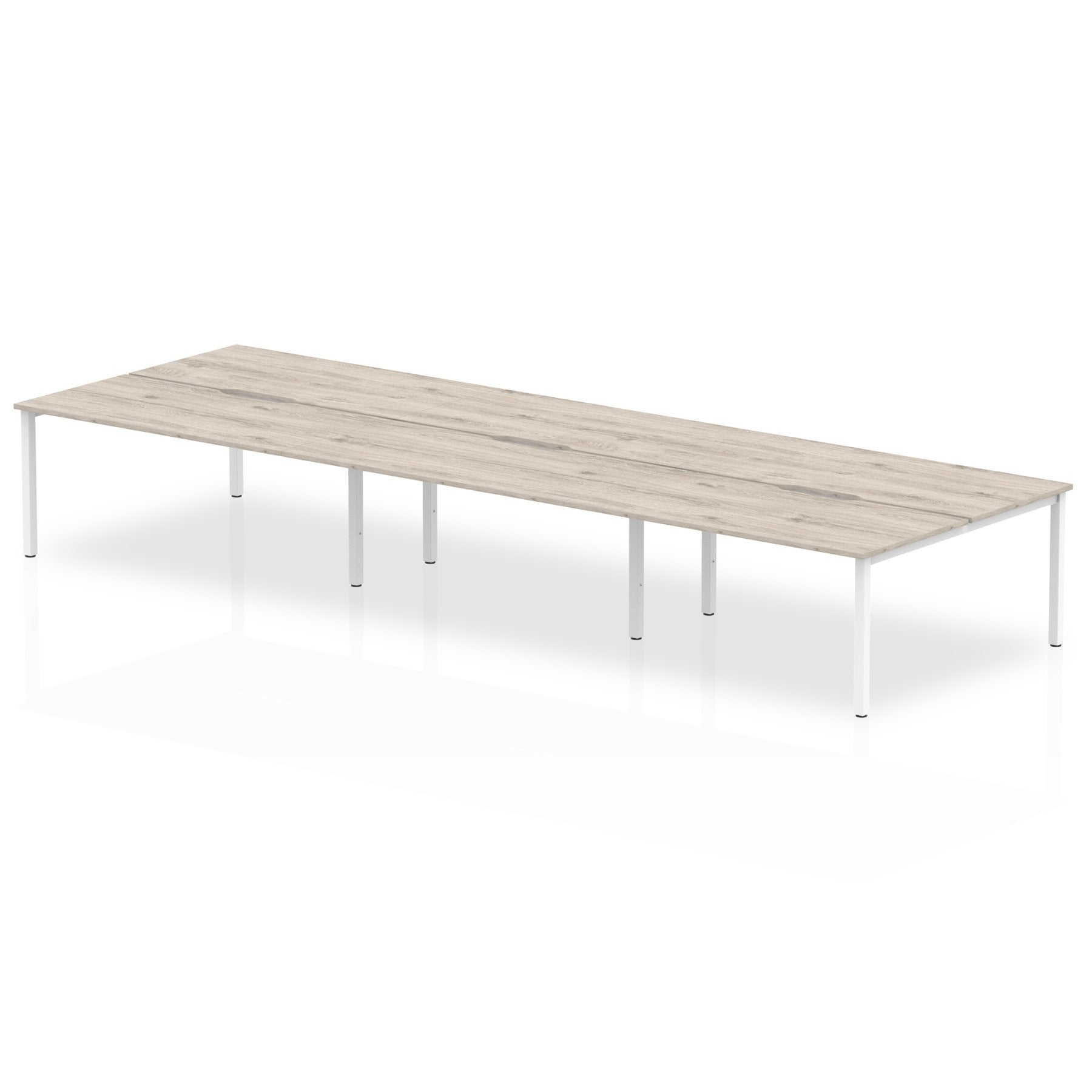 Dynamic Evolve Plus 1200mm B2B 6 Person Desk Grey Oak Top White Frame BE754 DD