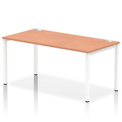 Impulse Single Row Bench Desk W1600 x D800 x H730mm Beech Finish White Frame - IB00274 DD
