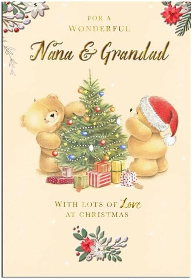Christmas Greeting Card for Nana and Grandad with Festive Seasonal Design and Heartfelt Wishes