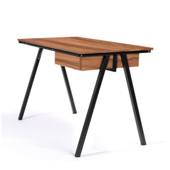 Nautilus Designs Tyrol Compact Workstation with Suspended Underdesk Drawer Walnut Finish Black Frame - BDW/I201/BK-WN DD