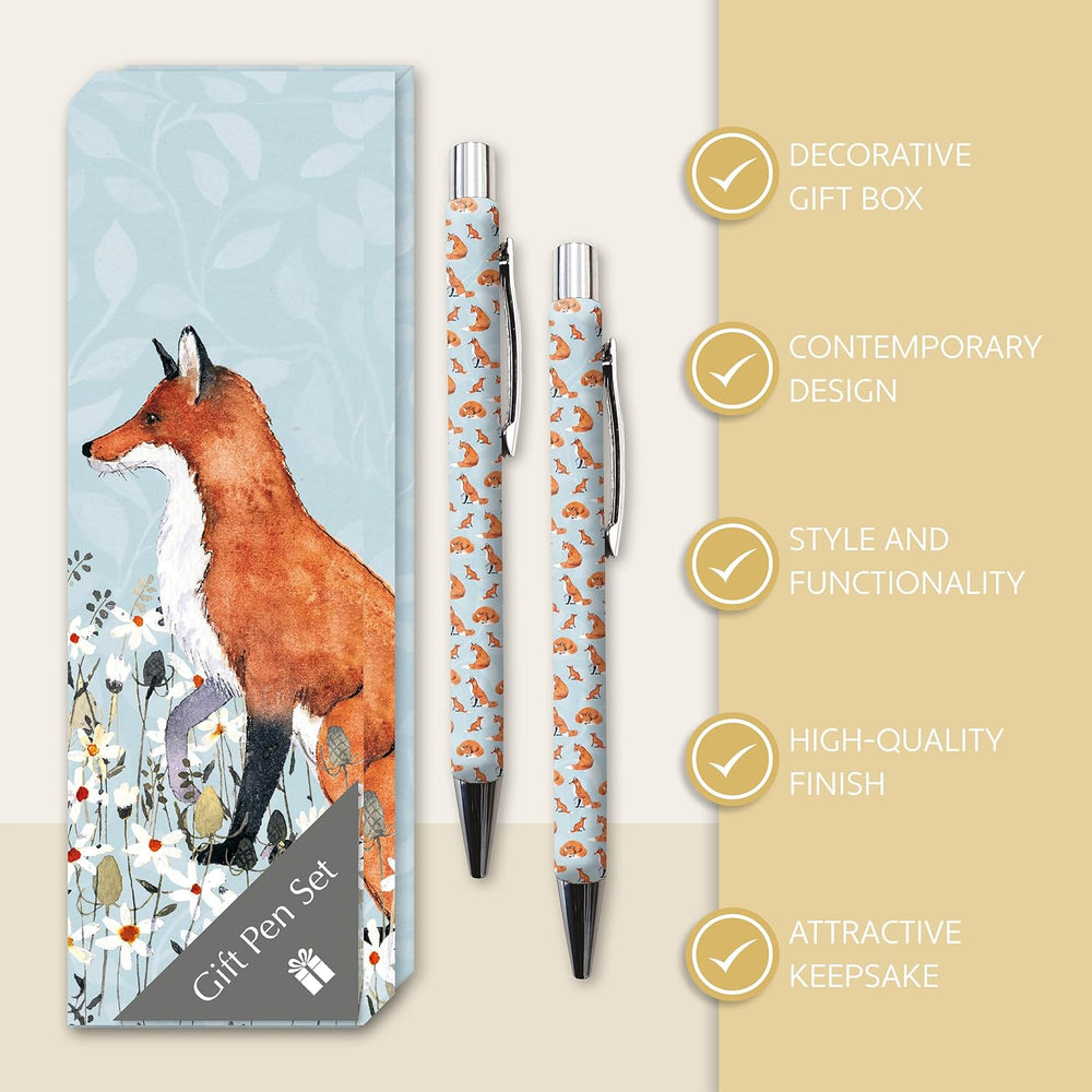 TGSC - Ballpoint Pen Gift Set | Foxy Tales Design | 2-pack Writing Pens For Women | Gift Pen Box | Effortless Writing, Ballpoint Pens - Ladies Pens Gift Boxed | Pretty Pens | Pen Sets For Ladies