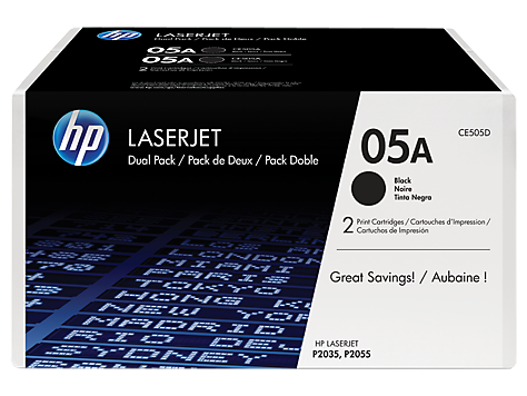 HP 05A Black Standard Capacity Toner Cartridge Twinpack 2 x 2.3K pages (Pack 2) for HP LaserJet P2035/P2050/P2056 - CE505D