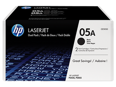 HP 05A Black Standard Capacity Toner Cartridge Twinpack 2 x 2.3K pages (Pack 2) for HP LaserJet P2035/P2050/P2056 - CE505D