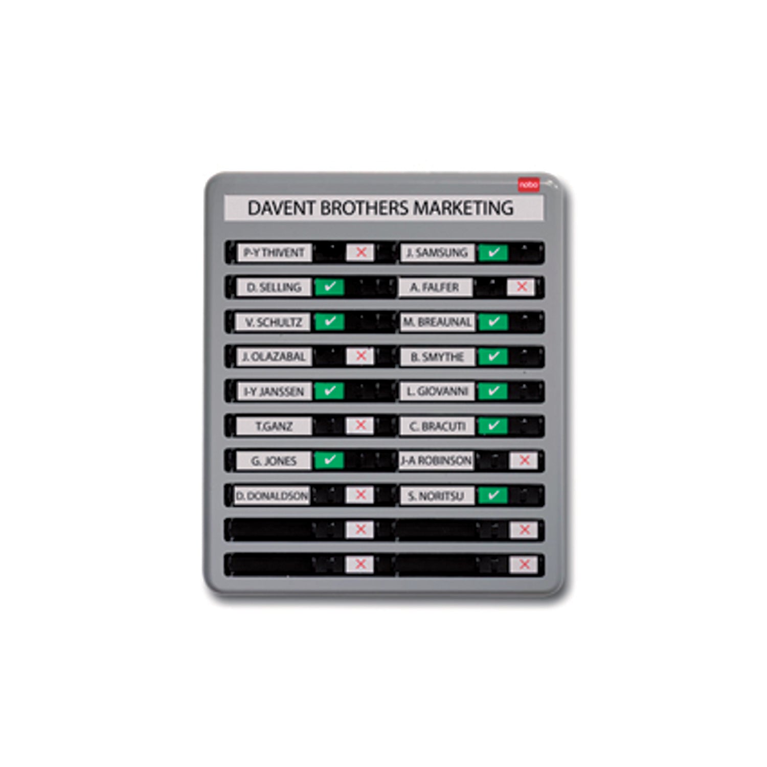 Nobo In/Out Board 10 Names Grey 358x256mm 35538092 DD