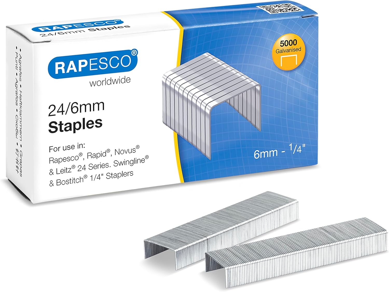 Rapesco 24/6mm (22/6) Galvanised Staples (Pack 5000)