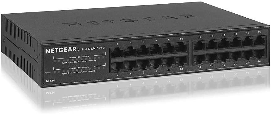 NETGEAR GS324 24 Port Unmanaged Gigabit Ethernet 10 100 1000 Desktop Rack Mount Switch