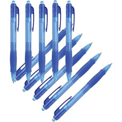 Pack of 10 Premium Quality Retractable Rubber Grip Blue Ink Pens