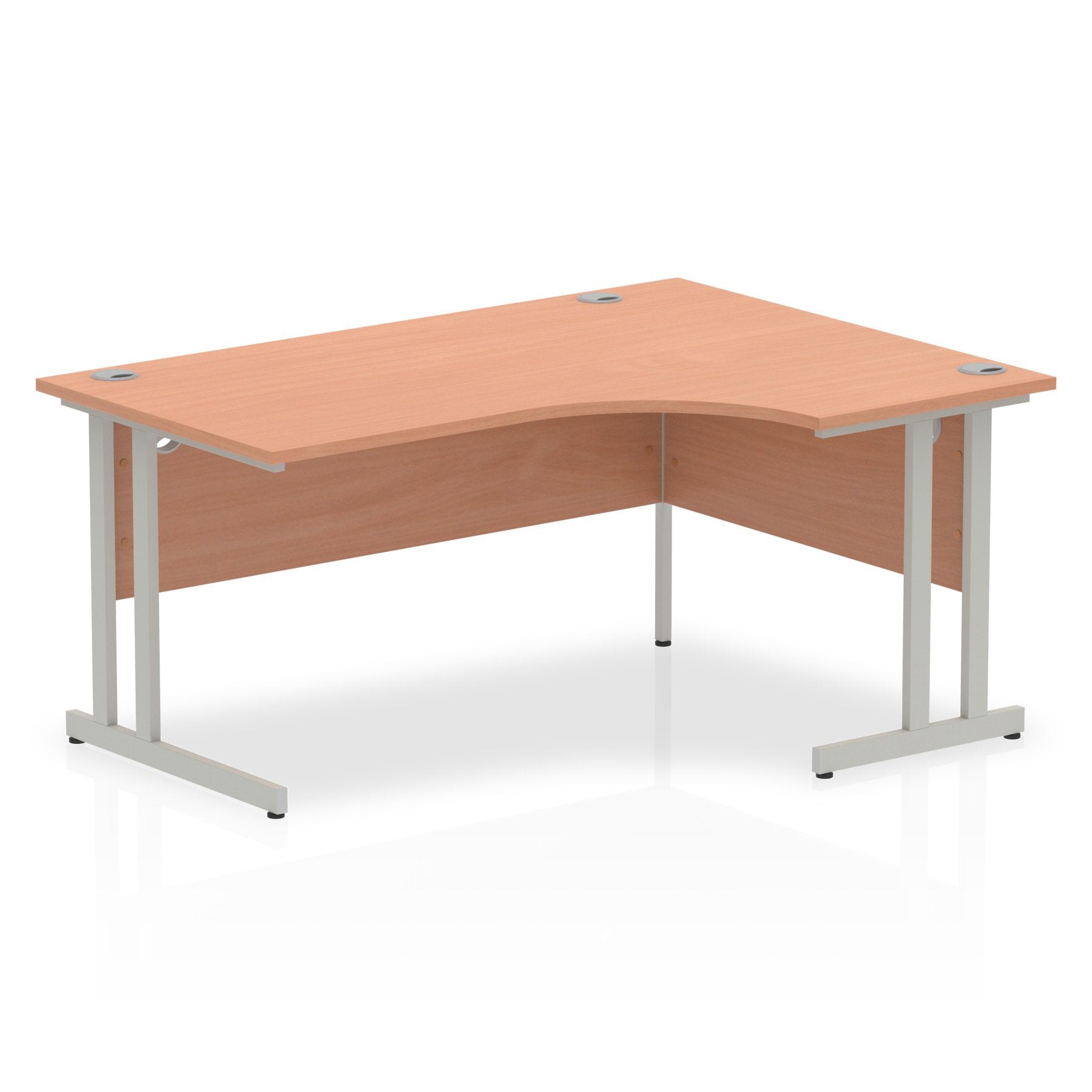 Impulse 1600mm Right Crescent Desk Beech Top Silver Cantilever Leg I000300 DD