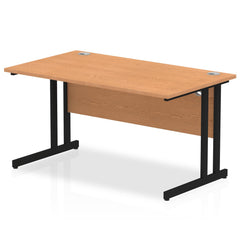 Impulse 1400 x 800mm Straight Desk Oak Top Black Cantilever Leg MI003288 DD