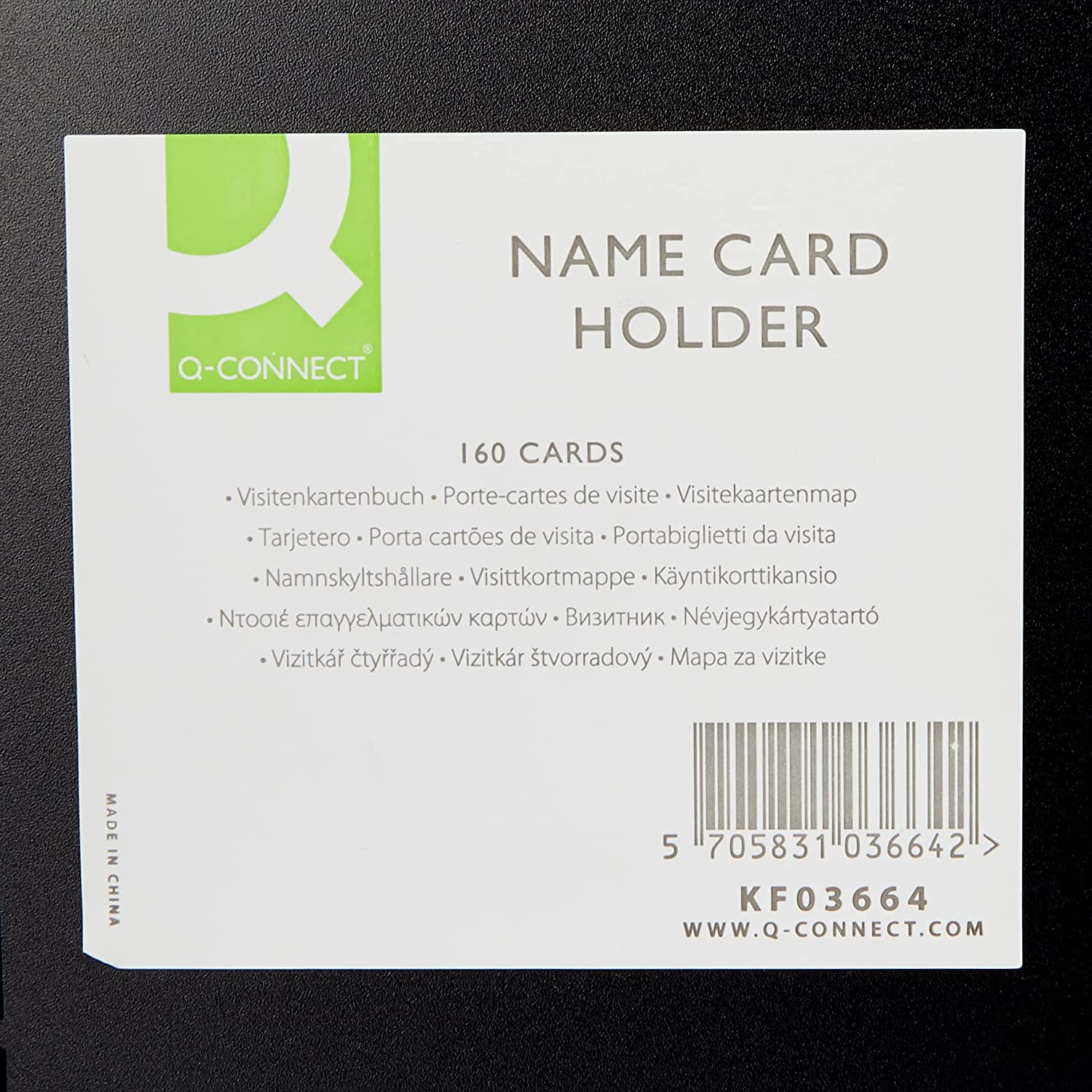 Q-Connect Polypropylene Name Business Card Holder 160 Card Black KF03664