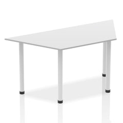 Dynamic Impulse 1600mm Trapezium Table White Top Silver Post Leg BF00176 DD