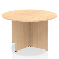 Dynamic Impulse W1200 x D1200 x H730mm Free-Standing Round Table Panel Arrowhead Leg Maple Finish - I003401 DD