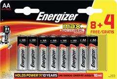 Energizer Max AA Alkaline Batteries (Pack 8 + 4 Free) - E301531600
