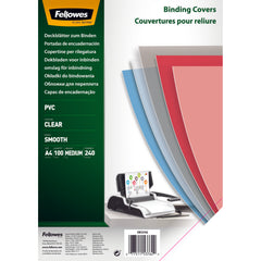 Fellowes Binding Cover PVC A4 240 Micron Clear (Pack 100) 53762