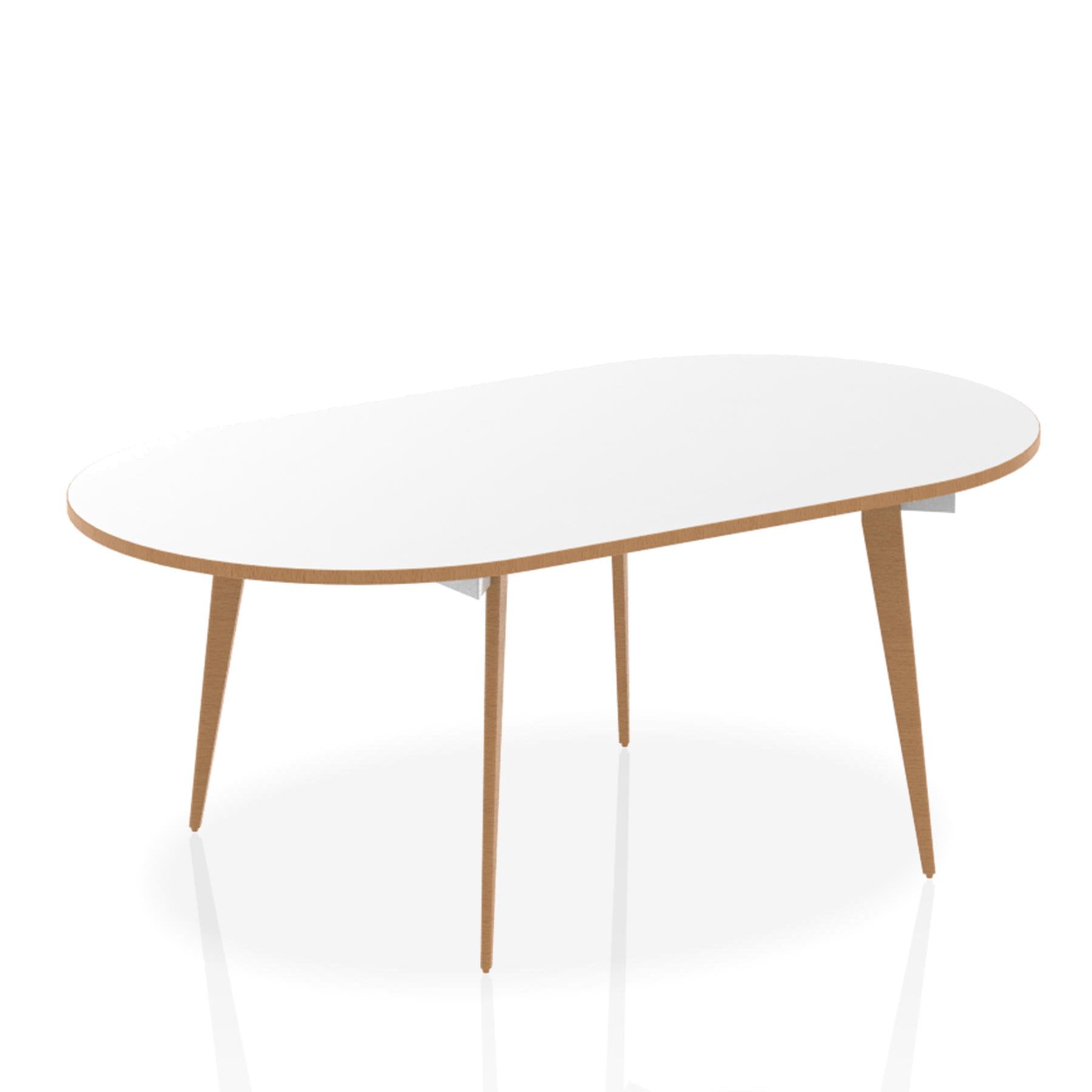 Oslo 1800mm Oval Boardroom Table White Top Natural Wood Edge White Frame OSL0126 DD
