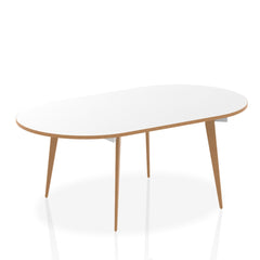 Oslo 1800mm Oval Boardroom Table White Top Natural Wood Edge White Frame OSL0126 DD