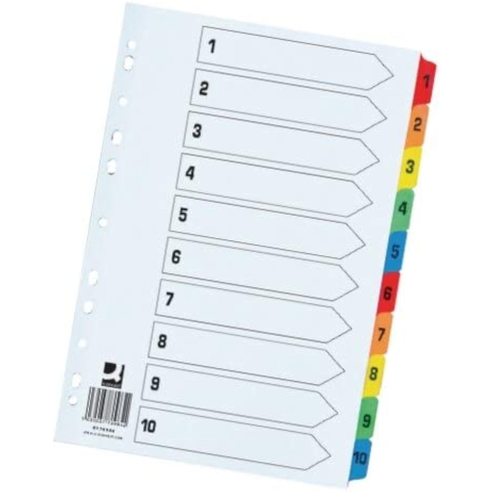 1–10 Index Extra Wide Reinforced Multi-Colour Tabs – Bulk Wholesale UK