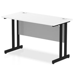 Impulse 1200 x 600mm Straight Desk White Top Black Cantilever Leg MI003316 DD