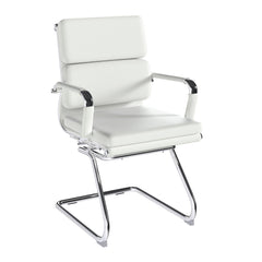Nautilus Designs Avanti Medium Back Bonded Leather Cantilever Visitor Chair With Individual Back Cushions & Fixed Arms White - BCL/5003AV/WH DD
