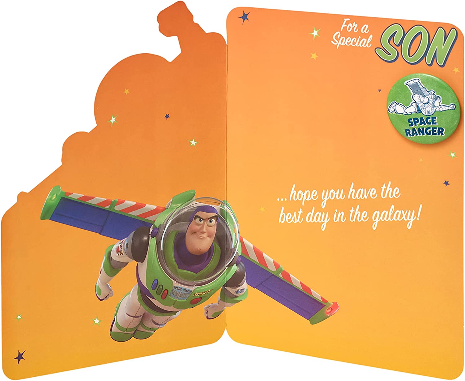 Disney Toy Story Buzz Lightyear Son Birthday Card with Badge