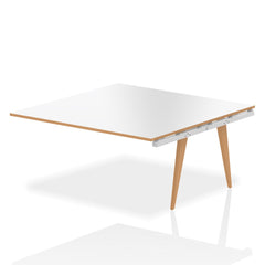 Oslo 1600mm Square Boardroom Table Ext Kit White Top Natural Wood Edge White Frame OSL0125 DD