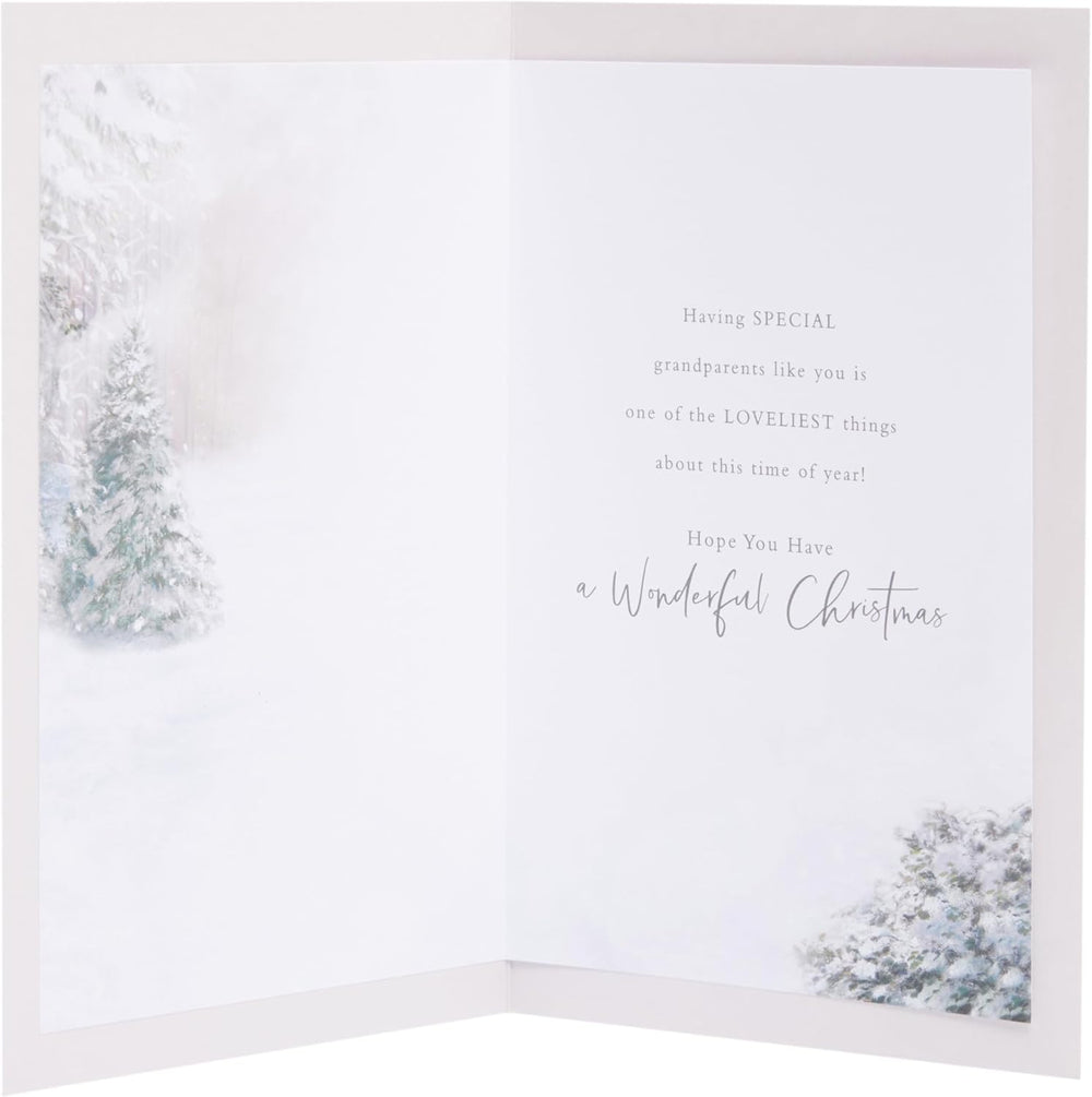 UK Greetings Christmas Card for Nana & Grandad – Stunning Snowcouple Design