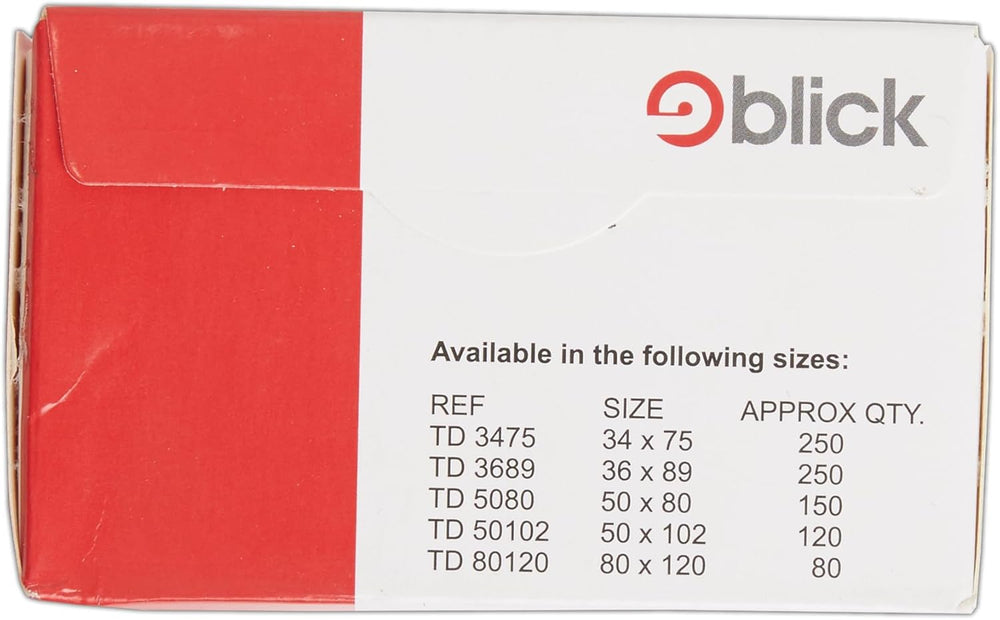 Blick White Typist Labels – Self Adhesive Stickers 36mm x 89mm, 250 Pack | Address Labels for Home, Office, School & Letters