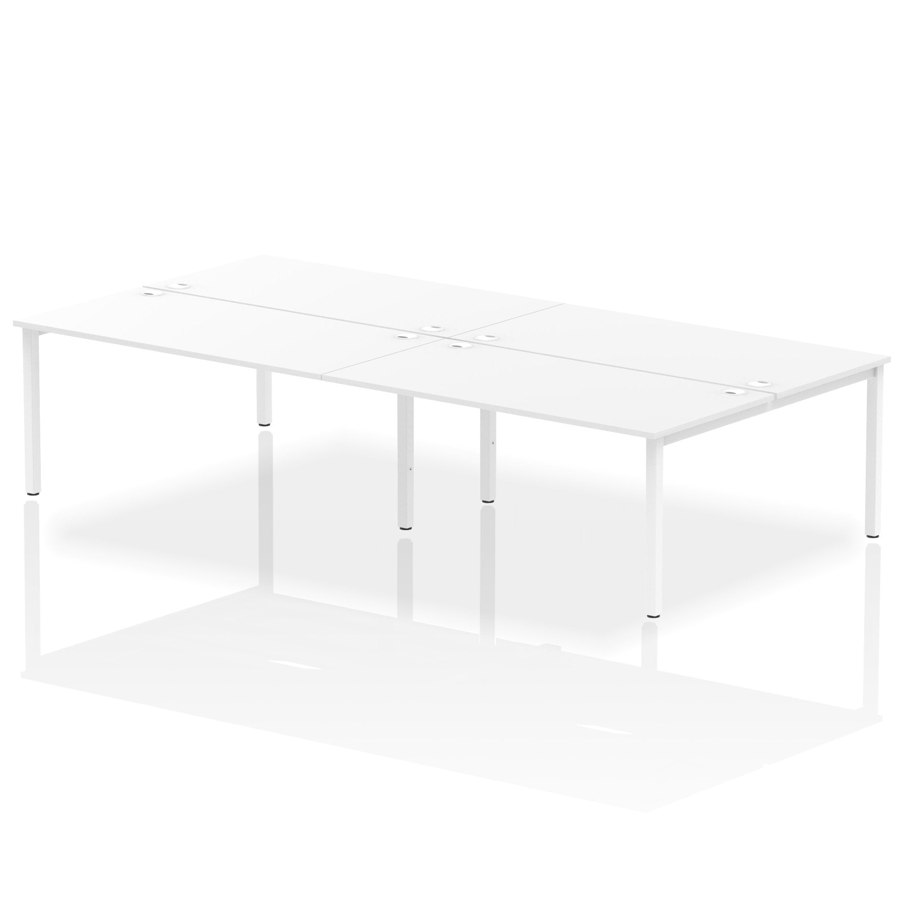 Impulse Back-to-Back 4 Person Bench Desk W1600 x D1600 x H730mm With Cable Ports White Finish White Frame - IB00171 DD