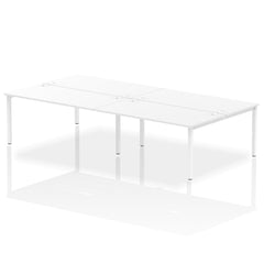 Impulse Back-to-Back 4 Person Bench Desk W1600 x D1600 x H730mm With Cable Ports White Finish White Frame - IB00171 DD
