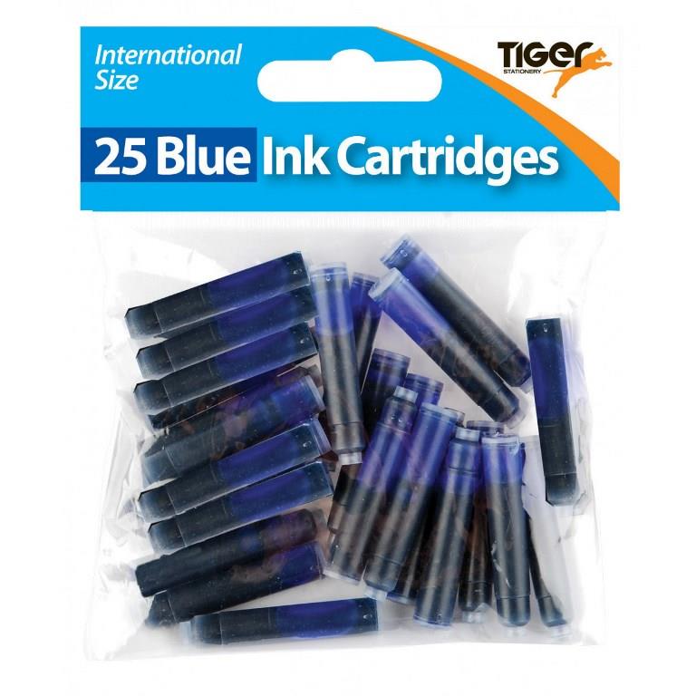 Blue Ink Cartridges – Bag of 25 Standard International Fountain Pen Refills