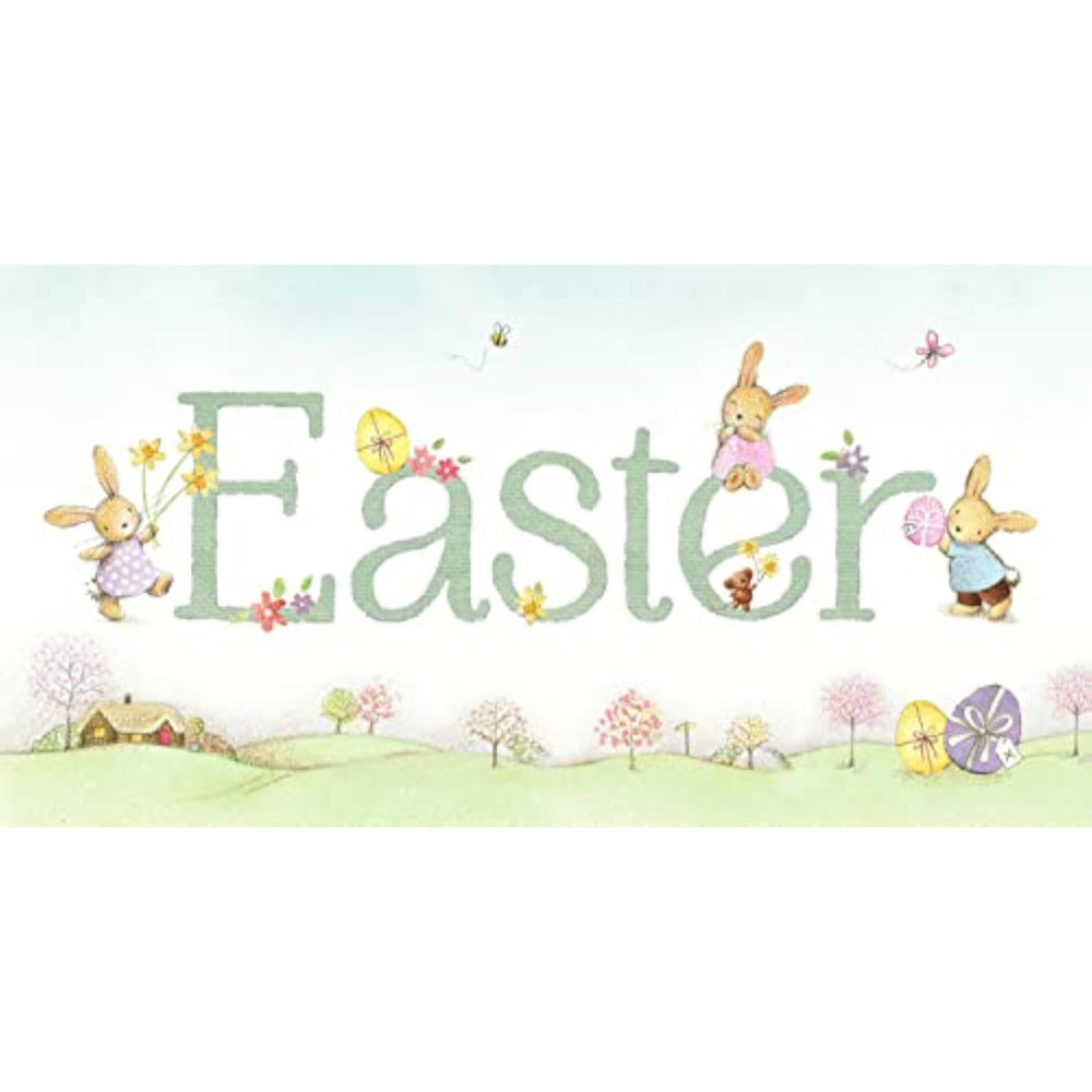 Easter Card Happy Bunnies With Eggs And Flowers Money Wallet