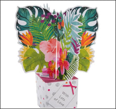3D Tropical Flowers Pop-Up Mother’s Day Card – Vibrant & Stunning Floral Greeting