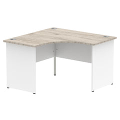 Impulse Corner Office Desk W1200 x D1200 x H730mm Panel End Leg Grey Oak Finish White Frame - TT000165 DD
