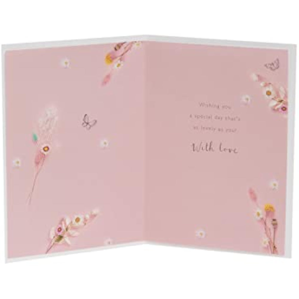 UK Greetings Birthday Card For Her/Female/Friend With Envelope - Floral Hoop Design