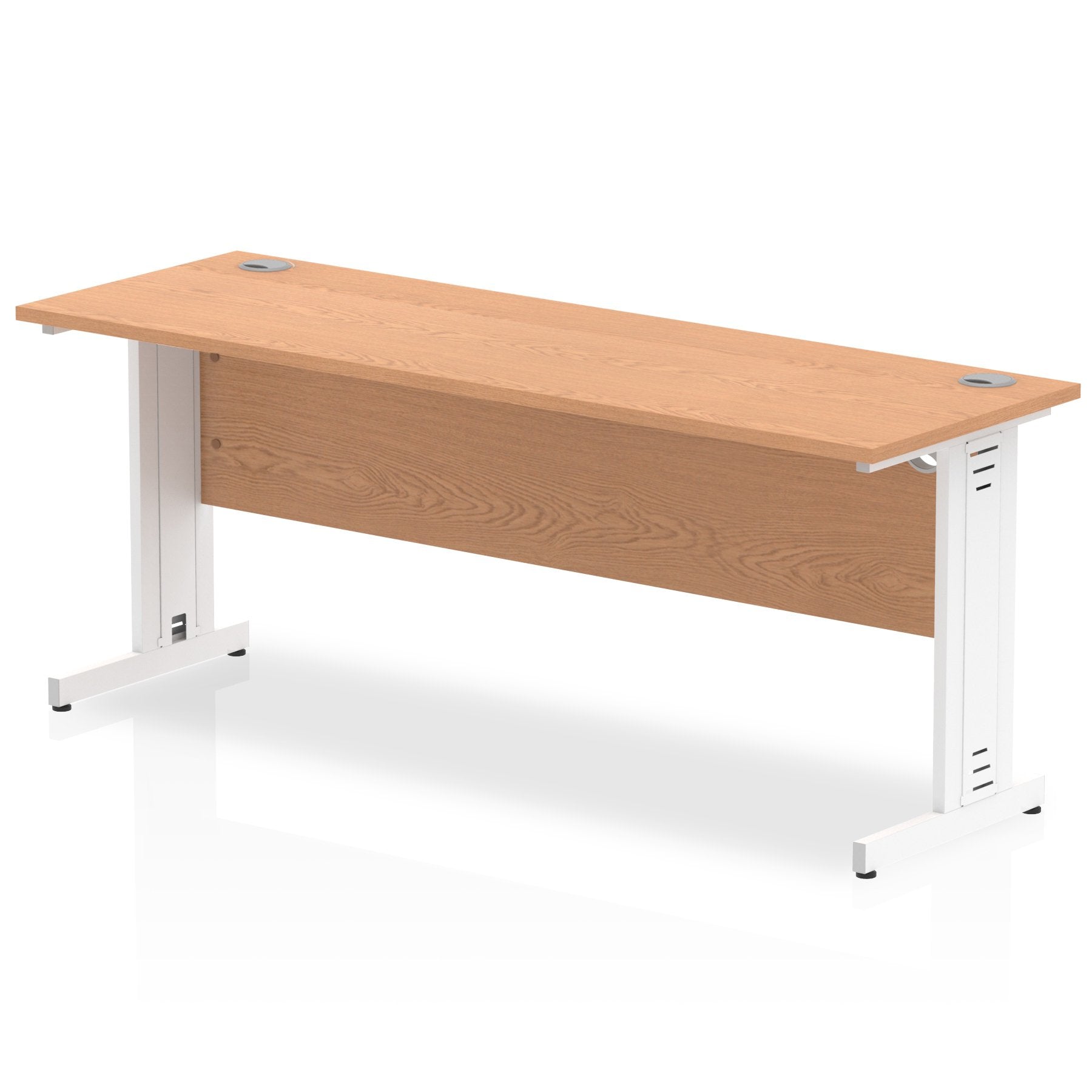 Impulse 1800 x 600mm Straight Desk Oak Top White Cable Managed Leg MI002736 DD