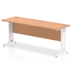Impulse 1800 x 600mm Straight Desk Oak Top White Cable Managed Leg MI002736 DD
