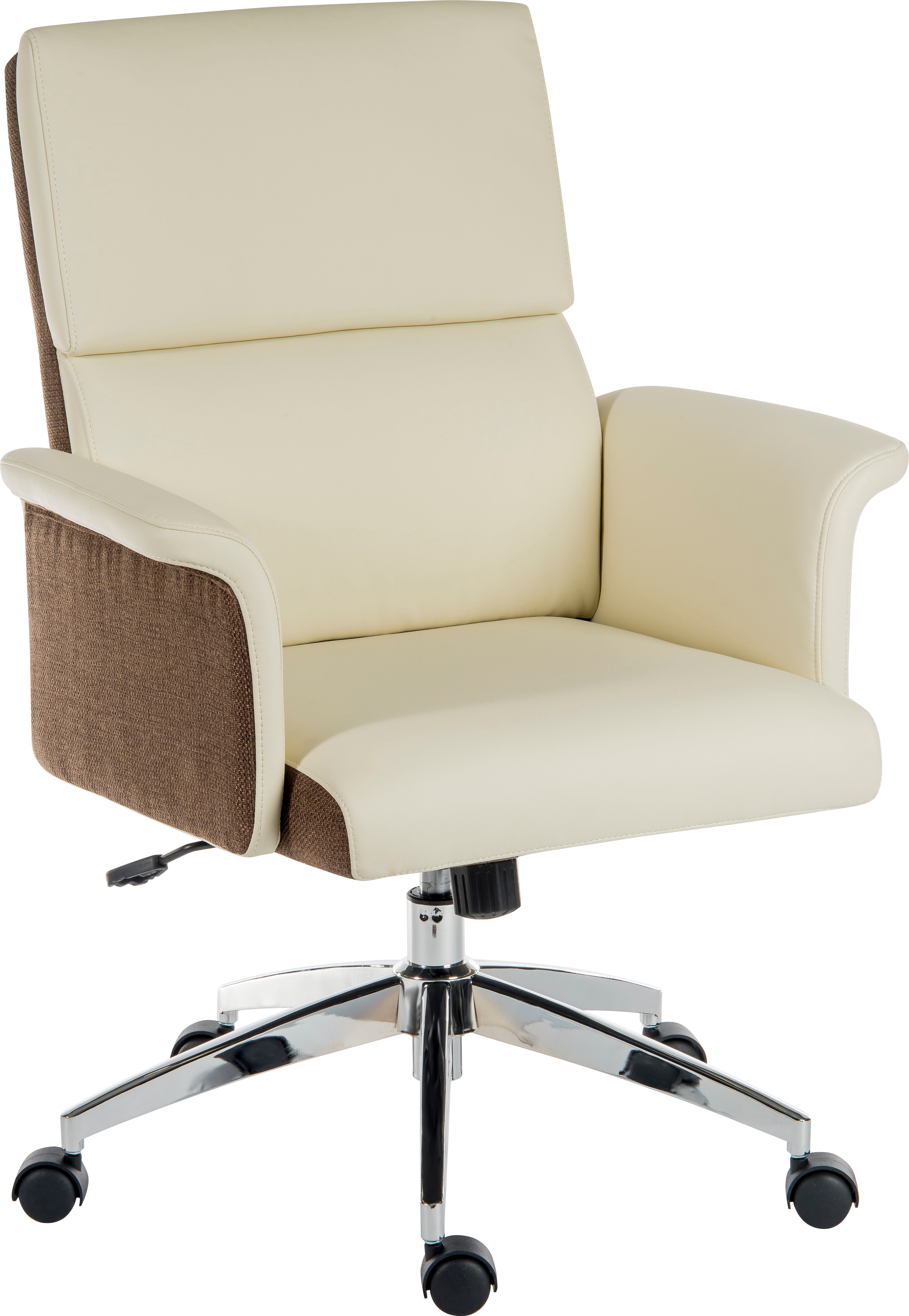 Elegance Gull Wing Medium Back Leather Look Executive Office Chair Cream - 6951CRE DD
