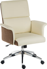 Elegance Gull Wing Medium Back Leather Look Executive Office Chair Cream - 6951CRE DD