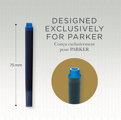 Parker Quink Long Ink Refill Cartridge for Fountain Pens Blue