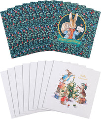 Christmas Cards, Pack of 16, 2 Designs, Beatrix Potter, Peter Rabbit, With Envelopes