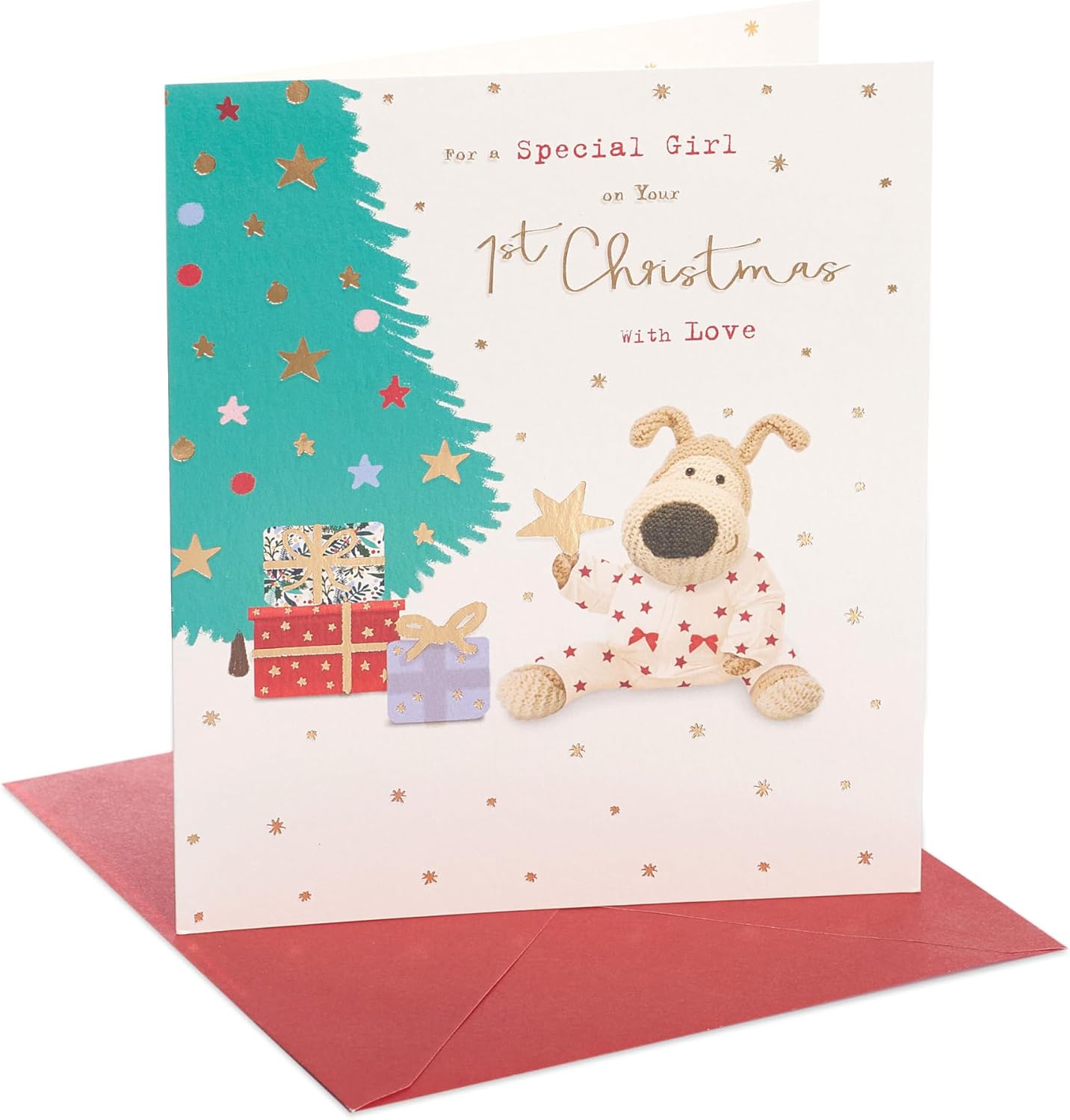 Boofle Baby Girl’s 1st Christmas Card – Cute Festive Design