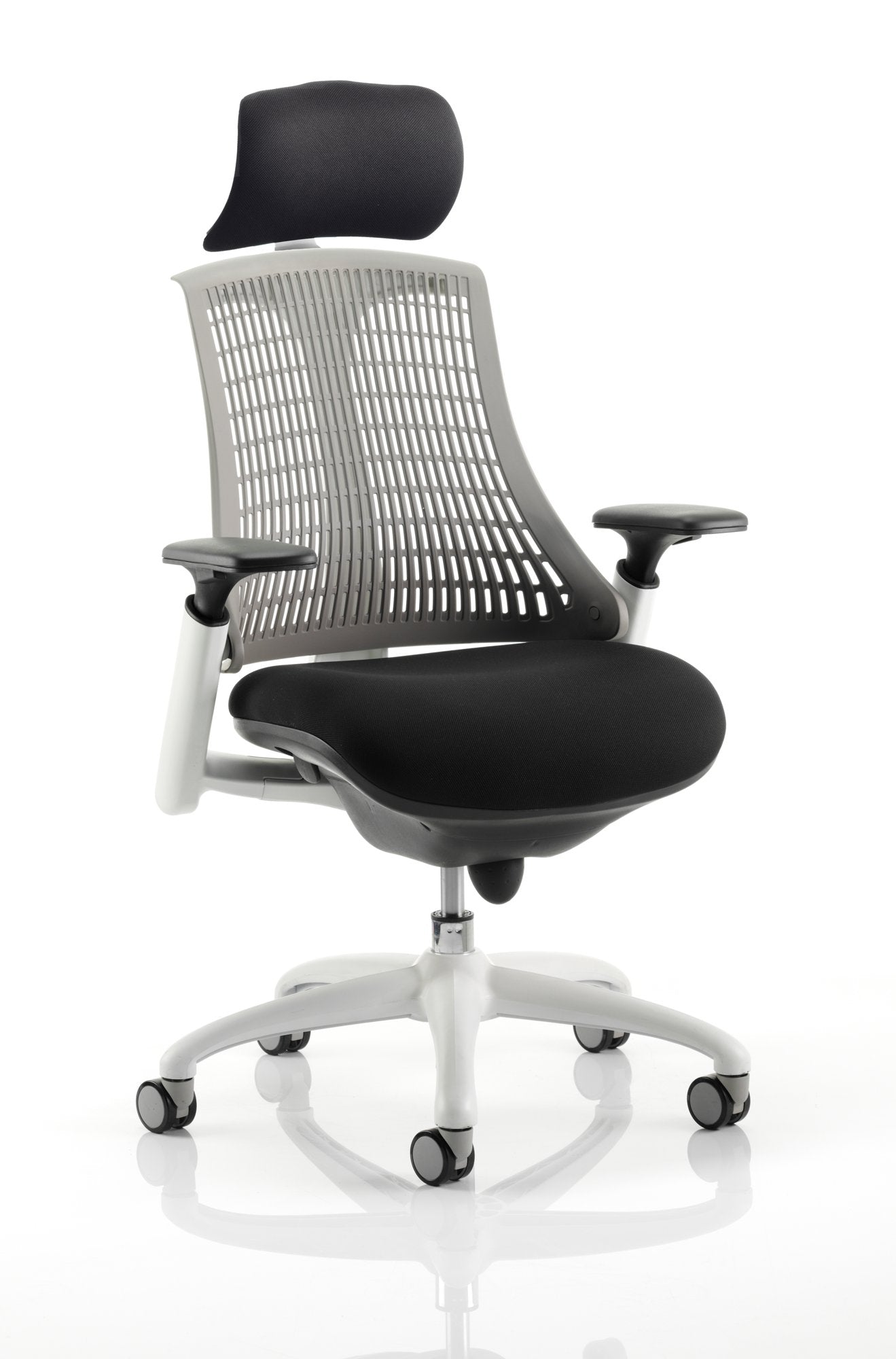 Flex Chair White Frame Grey Back With Headrest KC0093 DD