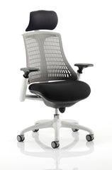 Flex Chair White Frame Grey Back With Headrest KC0093 DD