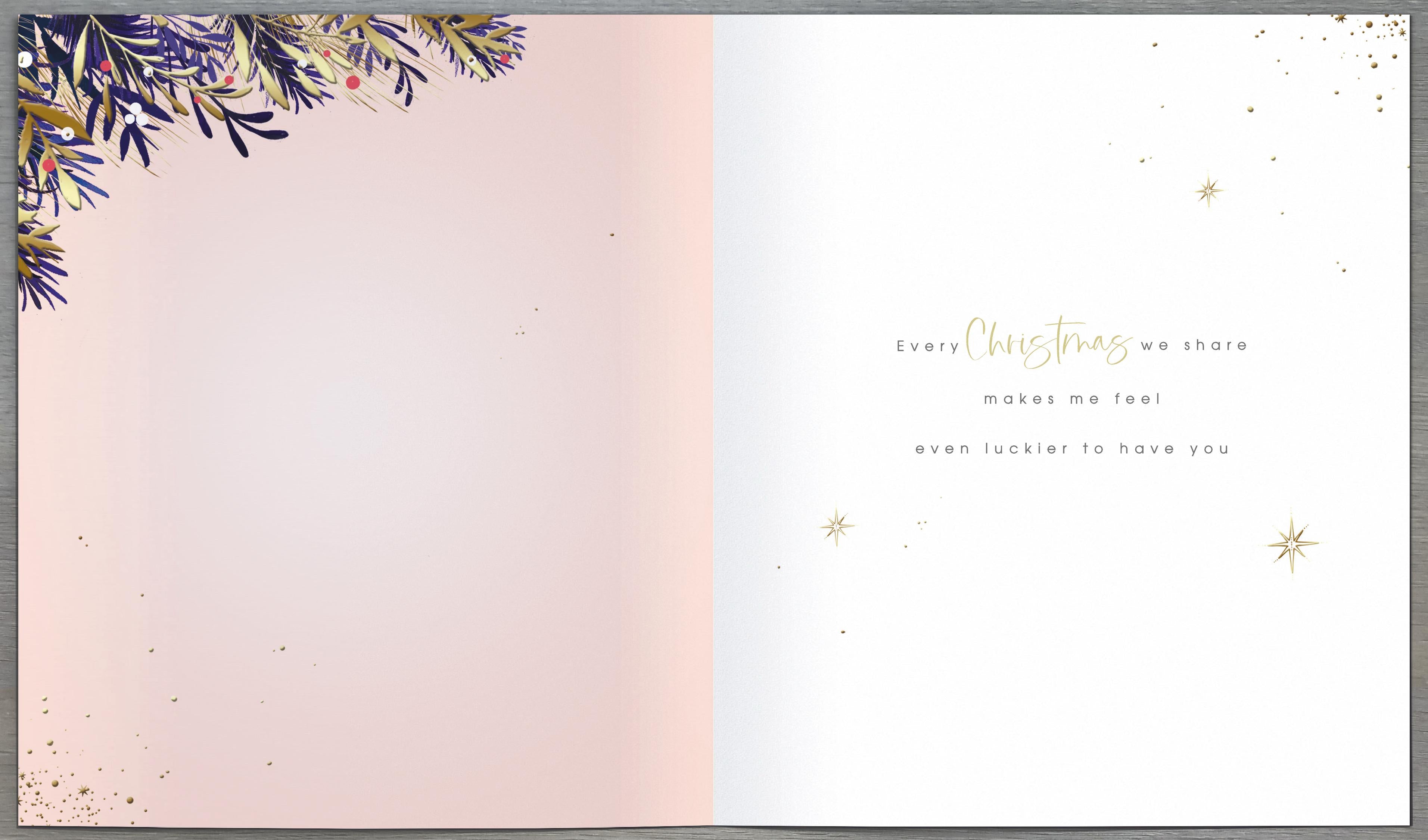 Midnight Wreath Beautiful Wife Embellished & Gold Foiled Christmas Card